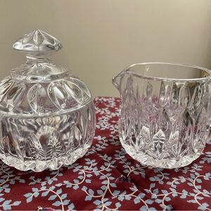 Vintage Althea Gorham Crystal Creamer and Sugar Bowl with Lid Set Germany